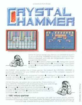 Crystal Hammer '93 Edition box cover back